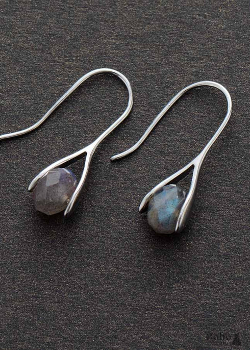 Boho Earrings, Dangle Earrings, Black Labradorite